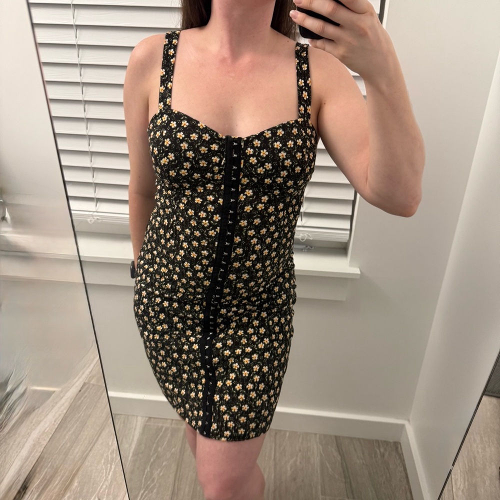 Black Floral Bodycon Dress